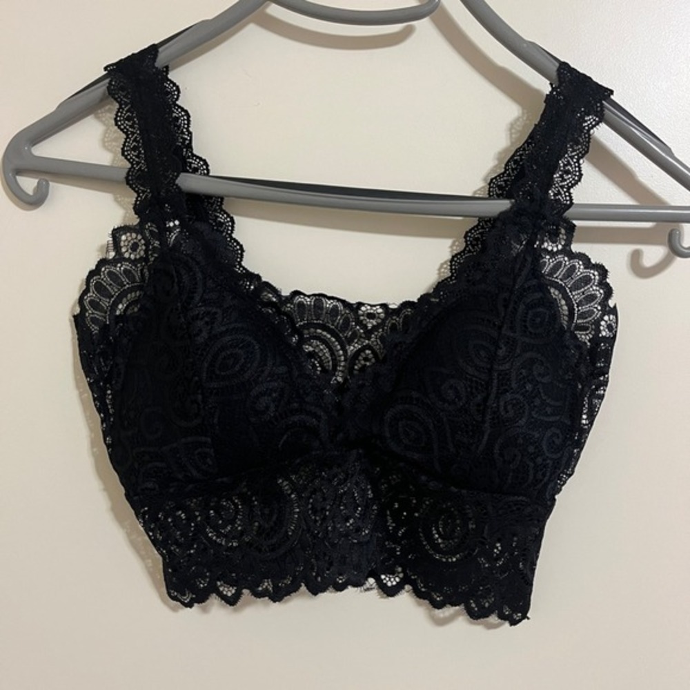 Sheer Lace Longline Bralette XSmall Padded Dark Fairy Coquette Festival Romantic